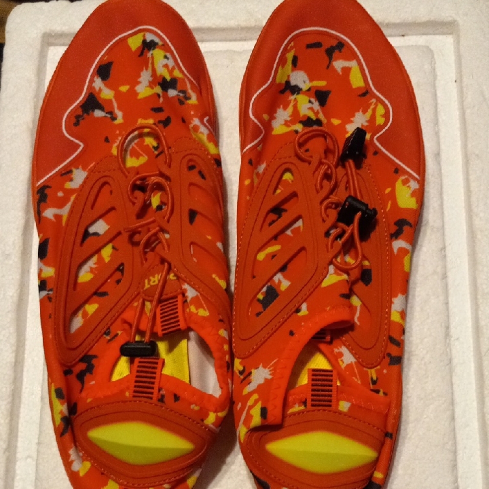 Vibrant Orange and Yellow Water Shoes with Quick-Dry Material